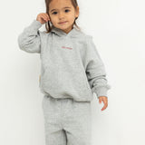 Sporty Puff Print Cotton Hoodie Tracksuit Set - Grey Marle