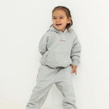 Sporty Puff Print Cotton Hoodie Tracksuit Set - Grey Marle