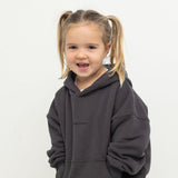 Sporty Puff Print Cotton Hoodie Tracksuit Set - Charcoal