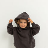 Sporty Puff Print Cotton Hoodie Tracksuit Set - Charcoal