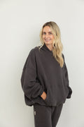 Women's Sporty Cotton Hoodie - Charcoal