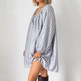 Women's Aimee Check Dress - Blue/White/Grey Check