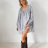 Women's Aimee Check Dress - Blue/White/Grey Check
