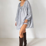 Women's Aimee Check Dress - Blue/White/Grey Check