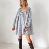 Women's Aimee Check Dress - Blue/White/Grey Check