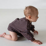 Hennie Cotton Stripe Bodysuit - Mocha Stripe