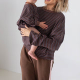 Hennie Cotton Stripe Bodysuit - Mocha Stripe