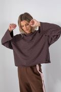 Women's Rhode Stripe Cotton Long Sleeve Tee - Mocha Stripe