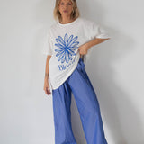 Women's Bloom Relaxed Tee - White/Blue