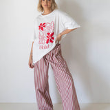 Women's Holiday Relaxed Tee - White/Red