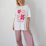 Women's Holiday Relaxed Tee - White/Red