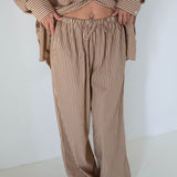 Women's Celia Cotton Stripe Pants - Caramel/White Stripe