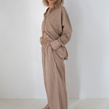 Women's Celia Cotton Stripe Pants - Caramel/White Stripe