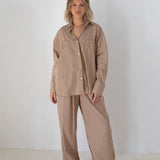 Women's Celia Cotton Stripe Pants - Caramel/White Stripe