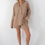Women's Isla Stripe Cotton Set - Caramel/White Stripe