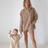 Women's Isla Stripe Cotton Set - Caramel/White Stripe
