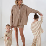 Women's Isla Stripe Cotton Set - Caramel/White Stripe