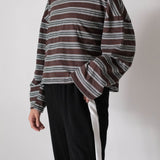 Women's Rhode Stripe Cotton Long Sleeve Tee - Chocolate Rugby Stripe