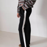 Women's Benny Cotton Racer Pants - Black/White