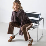 Women's Benny Cotton Racer Pants - Chocolate/Pink