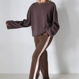 Women's Benny Cotton Racer Pants - Chocolate/Pink