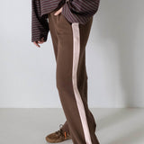 Women's Benny Cotton Racer Pants - Chocolate/Pink