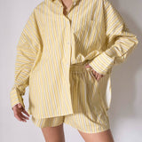 Women's Isla Stripe Cotton Set - Yellow/White Stripe