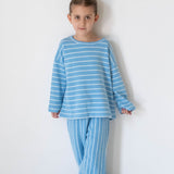 Alma Cotton Stripe Long Sleeve Set - Blue/White Stripe