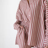 Women's Isla Stripe Cotton Set - Pale Blush/Deep Red Stripe