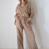 Women's Celia Cotton Stripe Pants - Caramel/White Stripe