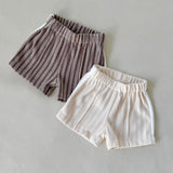 Teo Stripe Cotton Terry Towelling Shorts - Sand Stripe