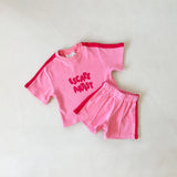 Wes Terry Towelling Set - Pink/Red