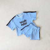 Wes Terry Towelling Set - Powder Blue/Dark Chocolate