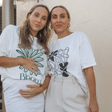 Adult Bloom Relaxed Tee - White/Forest