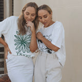 Adult Bloom Relaxed Tee - White/Forest