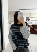 Women's Kennedy Stripe Long Sleeve Tee - Navy/Grey Stripe