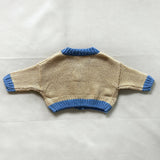 Zuri Contrast Knit Cardigan - Cream/Blue