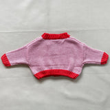 Zuri Contrast Knit Cardigan - Pink/Red