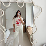 Women's Holiday Relaxed Tee - White/Red