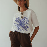 Women's Bloom Relaxed Tee - White/Blue