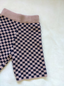 Adult Spencer Checkerboard Knit Shorts - Navy