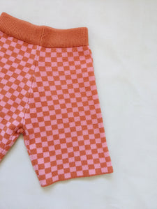 Adult Spencer Checkerboard Knit Shorts - Orange