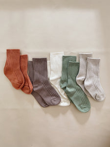 Aggie Ribbed Socks - Brick Red