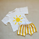 Pippa Terry Towel Striped Shorts - Yellow