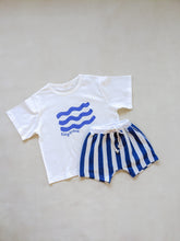 Load image into Gallery viewer, Pippa Terry Towel Striped Shorts - Blue