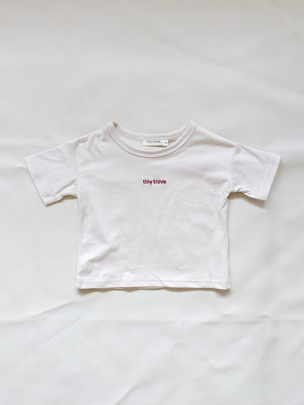 Ambrose Logo Embroidered Tee - Cream/Magenta