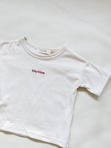 Ambrose Logo Embroidered Tee - Cream/Magenta