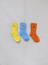 Load image into Gallery viewer, Animal Ribbed Socks (Pack of 3) - Lemon/Blue/Orange