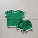 Austin Contrast Waffle Cotton Set - Green/White (ONLINE EXCLUSIVE)