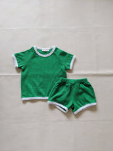 Load image into Gallery viewer, Austin Contrast Waffle Cotton Set - Green/White (ONLINE EXCLUSIVE)